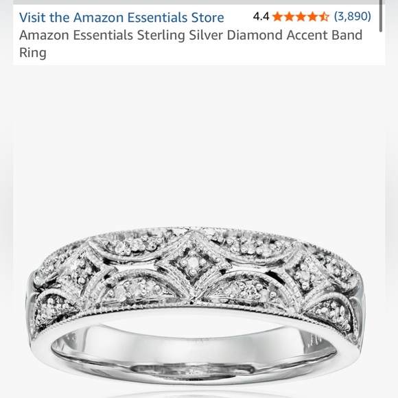 Two sterling Silver diamond heart ring and band sz 8 1/20cttw breathtaking - Picture 5 of 5